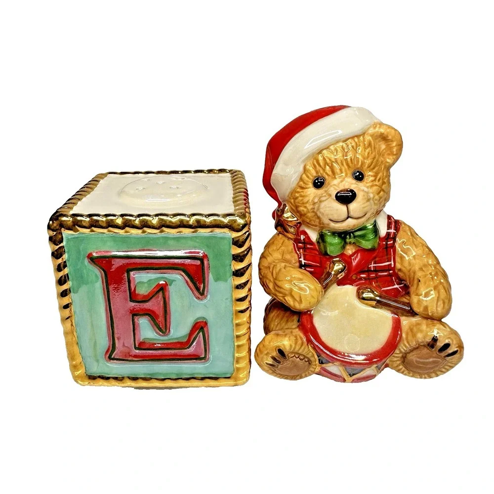 Christopher Radko Noel Bear‎ Salt & Pepper Shaker 🎄 Retired – Pre‑Owned Good